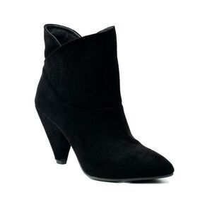 G.C. SHOES Womens Black Asymmetrical Flores Pointed Toe Cone Heel Booties 8.5